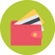 An illustrative style icon showing a wallet to indicate fees and payment.